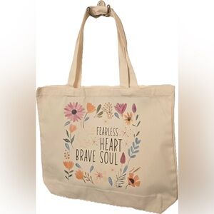 Floral Canvas Tote Bag - Cream